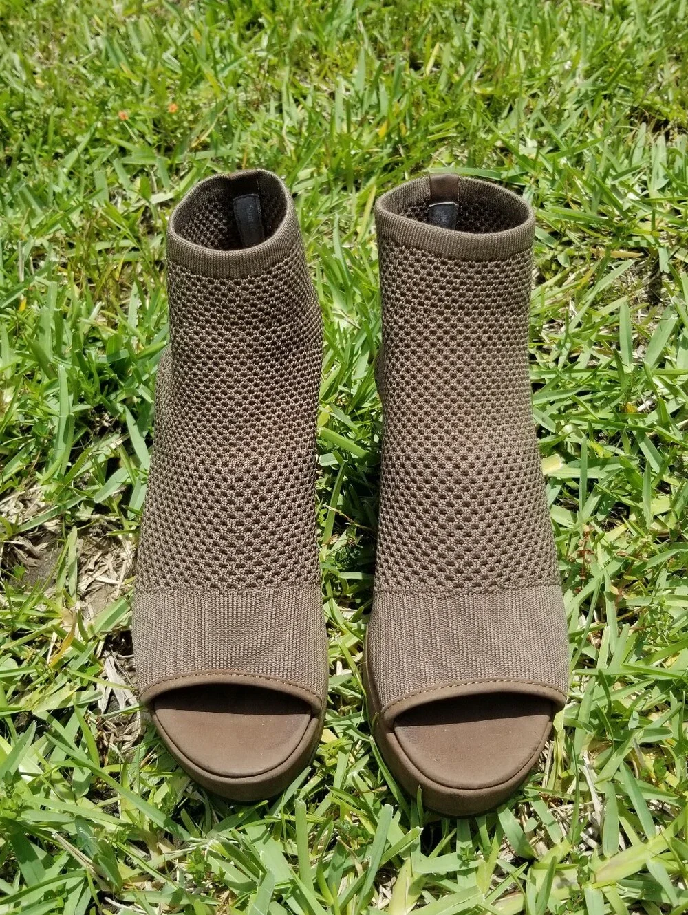 Eileen Fisher Brown Warrick Knit Wedge Sandal Booties Size 7.5